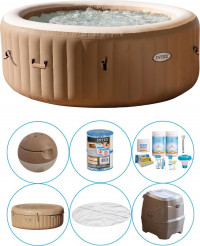 Intex - Bubble Massage - Jacuzzi - 196 x 71 cm - Beige - Inclusief Onderhoudspakket Small