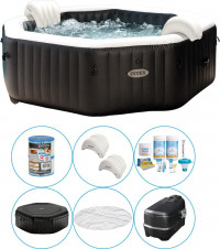 Intex - Jet & Bubble Deluxe - Jacuzzi - 201 x 71 cm -  Zwart - Inclusief onderhoudspakket Small