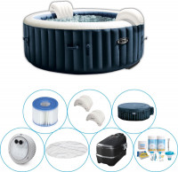 Intex - PureSpa - Jacuzzi - 196 x 71 cm - Donkerblauw - 4 persoons - Inclusief Onderhoudspakket