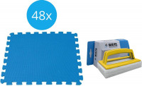 Intex - Voordeelverpakking - Zwembadtegels - 6 verpakkingen van 8 tegels - 12m² & WAYS scrubborstel