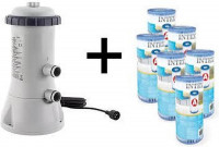 INTEX Zwembad Filterpomp 2.7 L per uur + 6 Gratis EXTRA A Filter Cartridges