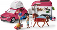 Schleich Horse Club - Avontuur met auto en paardentrailer - Speelfigurenset - Kinderspeelgoed voor Jongens en Meisjes - 5 tot 12 jaar - 18 Onderdelen